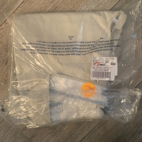 NWT‎ LANDS' END MEN'S TAILORED FIT NO IRON CHINO PANTS LIGHT STONE 31 & 35 - Picture 10 of 13